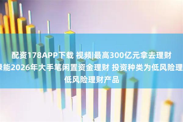 配资178APP下载 视频|最高300亿元拿去理财 隆基绿能2026年大手笔闲置资金理财 投资种类为低风险理财产品